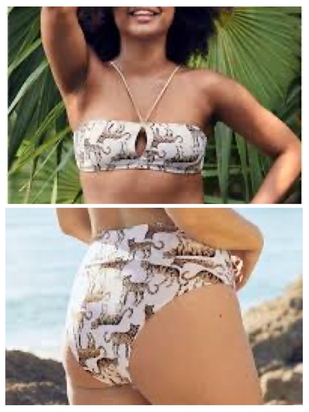 Aerie high cut cheeky bottom & keyhole bandeau top bikini bundle